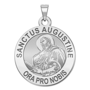 Sanctus Augustine Round Religious Medal  EXCLUSIVE 