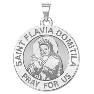 Saint Flavia Domitila Round Religious Medal   EXCLUSIVE 