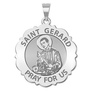 Saint Gerard Scalloped Round Religious Medal  EXCLUSIVE 