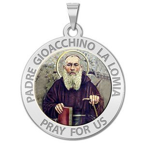 Padre Gioacchino La Lomia Round Religious Medal   Color EXCLUSIVE 