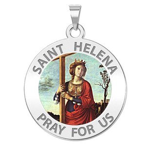 Saint Helena Round Religious Color Medal   EXCLUSIVE 