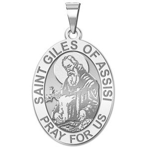 Saint Giles of Assisi Religious Medal   Oval  EXCLUSIVE 