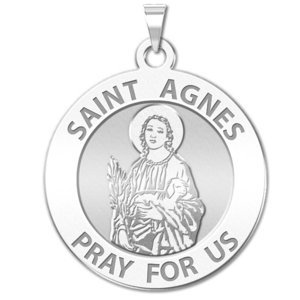 Saint Agnes of Rome Round Religious Medal   EXCLUSIVE 