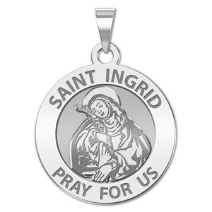 Saint Ingrid Round Religious Medal  EXCLUSIVE 