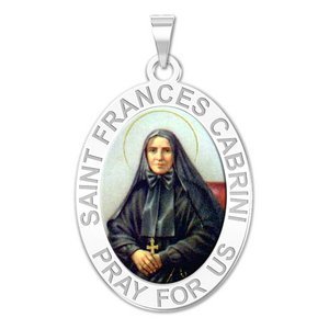 Saint Frances Cabrini Oval Religious Medal   Color EXCLUSIVE 