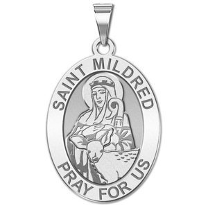 Saint Mildred Oval Religious Medal  EXCLUSIVE 