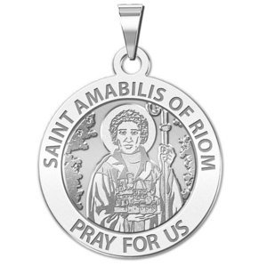 Saint Amabilis of Riom Round Religious Medal  Male   EXCLUSIVE 