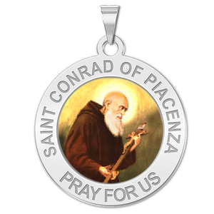 Saint Conrad of Piacenza Round Religious Medal Color