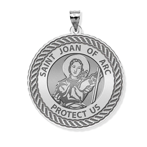 Saint Joan of Arc Round Rope Border Religious Medal