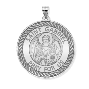 Saint Gabriel Round Rope Border Religious Medal