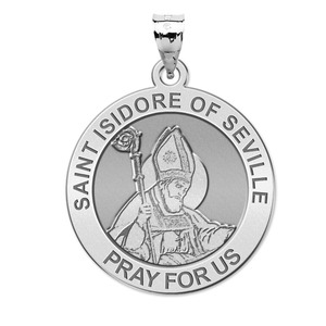 Saint Isidore of Seville Round Religious Medal
