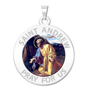 Saint Andrew Round Religious Medal  Color EXCLUSIVE 