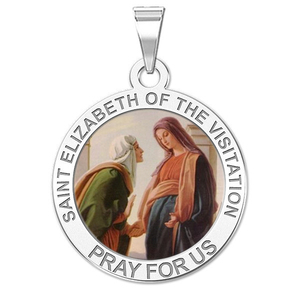 Saint Elizabeth of the Visitation Religious Round Medal Color