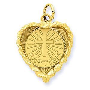 Baptism Heart  with Rope Frame Charm