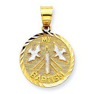 14K Yellow Gold & Rhodium My Baptism Pendant