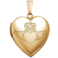 14K Yellow Gold Sweetheart Celtic Claddagh Locket