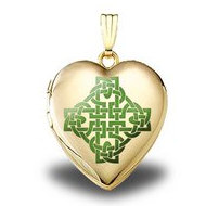 14K Yellow Gold Color Celtic Knot Sweetheart Locket