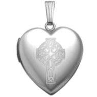 14k White Gold Sweetheart Celtic Cross Locket