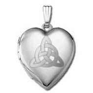 14k White Gold Sweetheart Celtic Trinity Locket