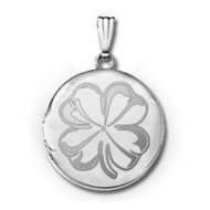 Sterling Silver Round 4 Leaf Clover Picture Locket