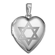 14k White Gold Star of David Sweetheart Locket