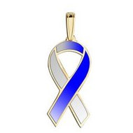 Awareness Ribbon Blue and SIlver Color Charm