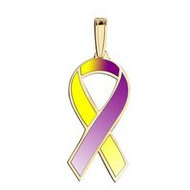 Awareness Ribbon Purple & Yellow Color Charm
