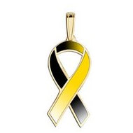 Awareness Ribbon Black and Gold Color Charm