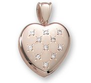 18k Premium Weight Yellow Gold Diamond Heart Picture Locket