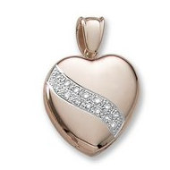 18k Premium Weight Yellow Gold Heart Diamond Sash Heart Locket
