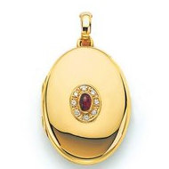 18K Yellow Gold Diamond & Ruby Locket