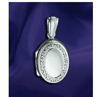 18K White Gold Diamond set Oval Shaped Locket