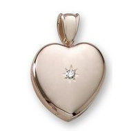 18k Premium Weight Yellow Gold Heart Picture Locket w/ 5pt. Diamond