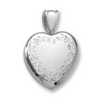18k Premium Weight Hand Engraved White Gold Heart Picture Locket