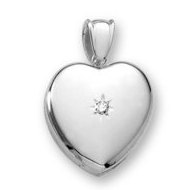 18k Premium Weight White Gold Heart Picture w/ 7pt. Diamond Locket