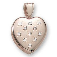 18k Premium Weight Yellow Gold Diamond Heart Picture Locket