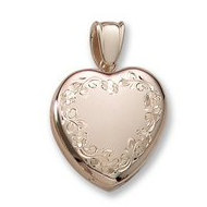 18k Premium Weight Hand Engraved Yellow Gold Heart Picture Locket