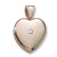 18k Premium Weight Yellow Gold Heart Picture w/ 7pt. Diamond Locket