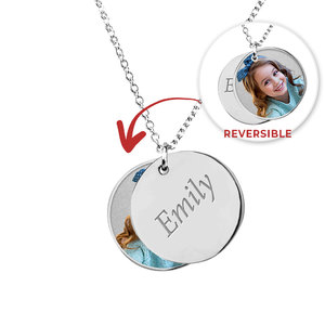 Sterling Silver Double Round Charm Necklace