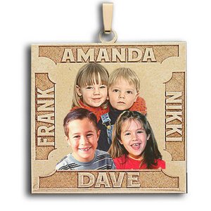 Square Photo Pendant w  4 Names Etched