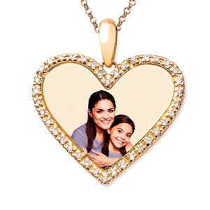 Diamond Frame Heart Photo Necklace