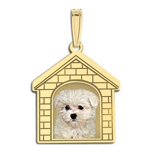 Photo Engraved Dog House Photo Pendant
