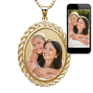 Oval with Rope Frame Photo Pendant Picture Charm