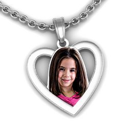 Heart with Outline Cut out Photo Pendant Picture Charm