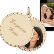 14K Yellow Gold Round Swivel Photo Pendant Picture Charms