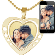 Heart Pendant w/ Heart Cut Outs Photo Pendant Picture Charm