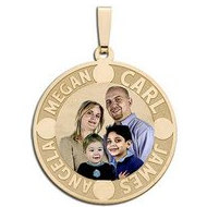 Round Pendant w/ Four Names Etched