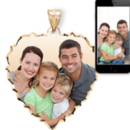 Large Scalloped Heart with Dia. Cut Edge Photo Pendant Picture Charm