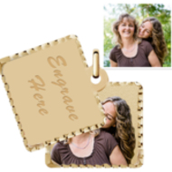 14K Yellow Gold Square Swivel Photo Pendant Picture Charms