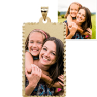Rectangle Pendant with Diamond Cut Edge Photo Pendant Picture Charm